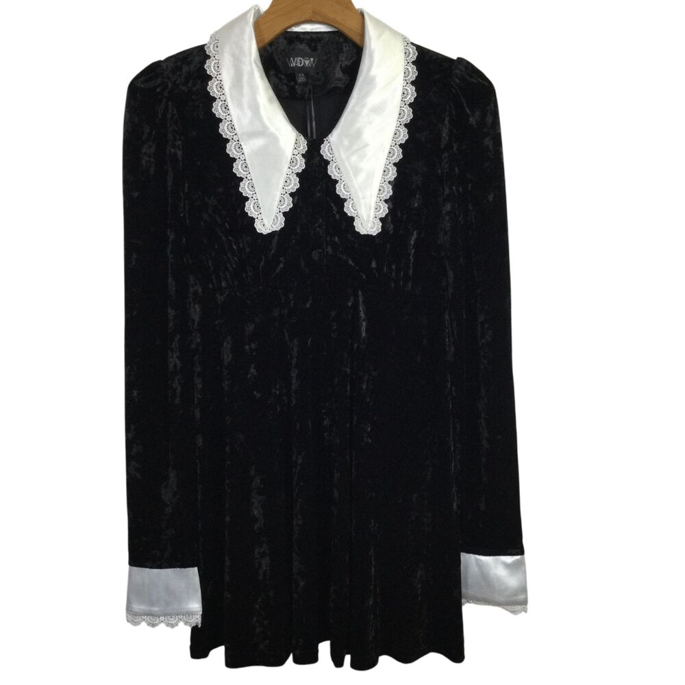 Widow Dolls Kill Casting Charms Baby Doll Dress Velvet Collared Black Size XS